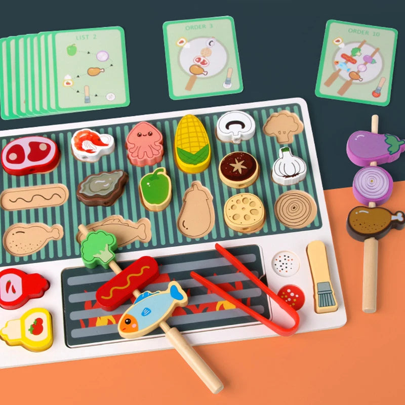 Barbacoa Montessori con cartas