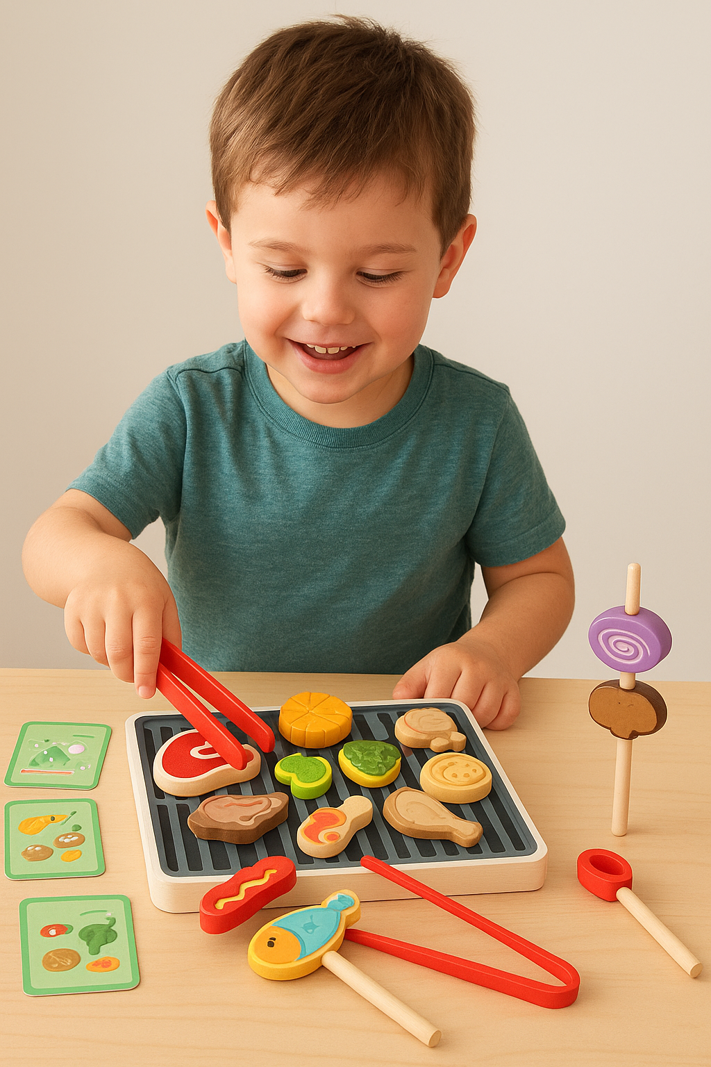Barbacoa Montessori con cartas
